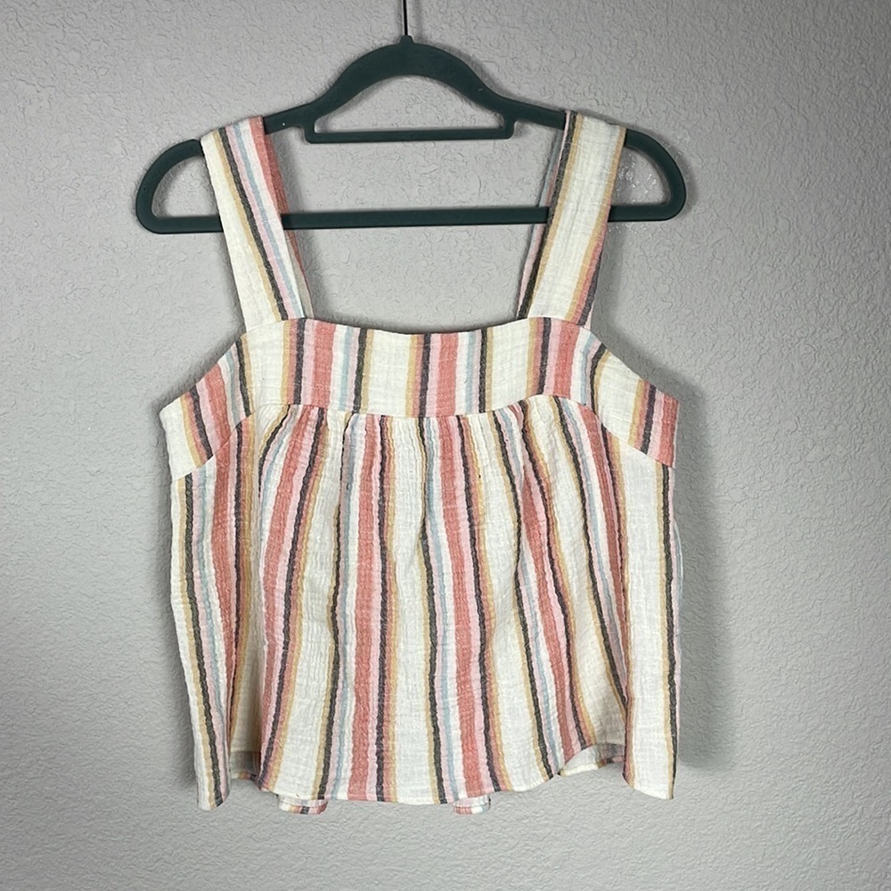 New Drew Phoenix Top in Gauzy Multi Stripe Sleeveless Summer Tank Sz S